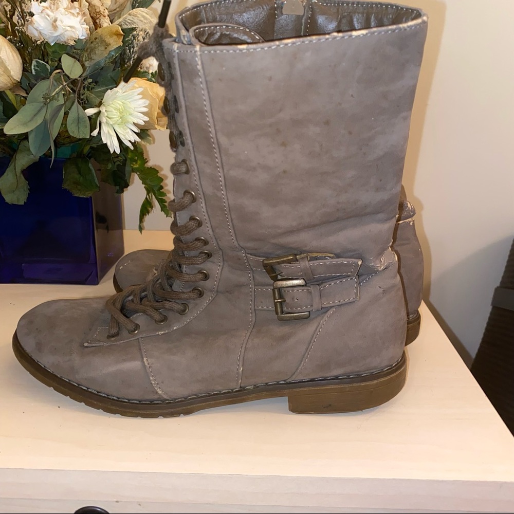 Lace up side zip boots